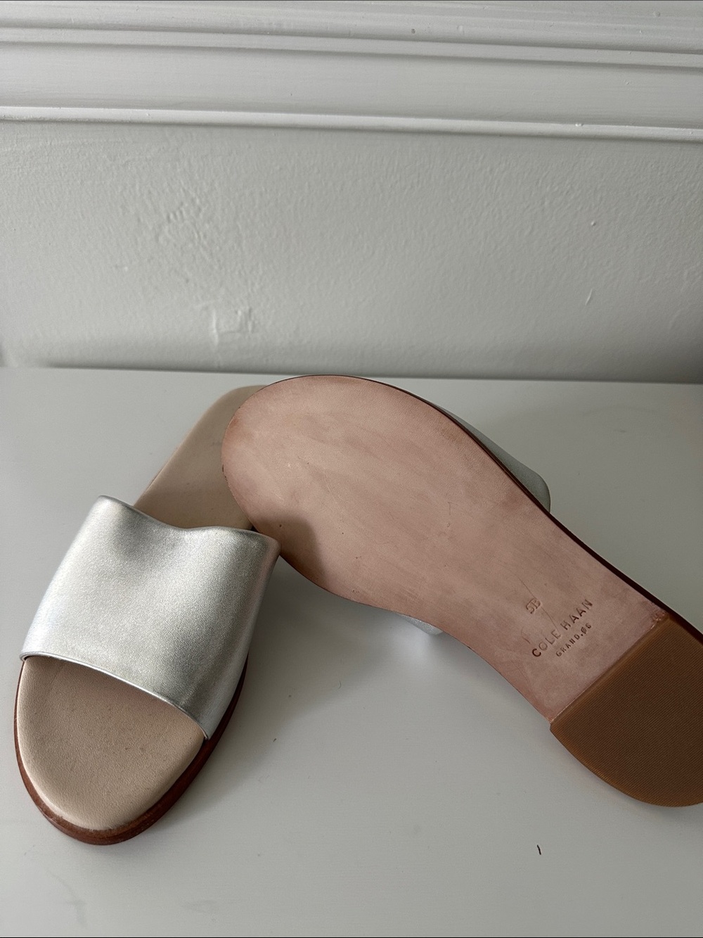 New Cole Haan Silver Slide Sandals for Women Sz. 5
